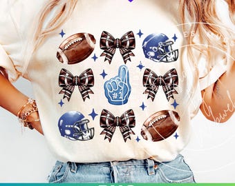 Football PNG: Football Mom Shirt Sublimation Design Clipart (Digital Download) Blue