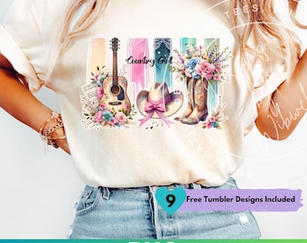 Country Girl PNG: Cute Country Girl Shirt Sublimation Design (Digital Download)