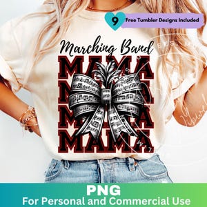 Marching Band Mama Coquette Black and Maroon Png, Band Mom Sublimation Design Clipart, Band Mom Shirt Png Digital Download