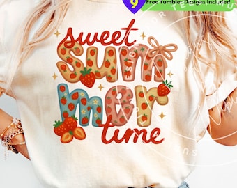 Strawberry PNG: Sweet Summer Time Strawberries Shirt Sublimation Design (Digital Download)