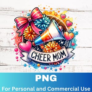 Cheer Mom Png, Cheer Mom Sublimation Design Clipart, Cheer Mom Shirt Png