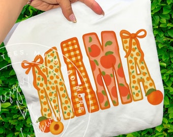Painted Peach Mama PNG: Summer Peach Mom Shirt Design Sublimation (Digital Download)