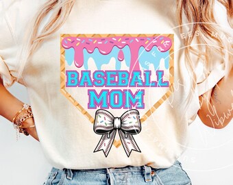 Baseball Mom Png: Baseball Drip Mom Sublimation Shirt Design (Digital Download)