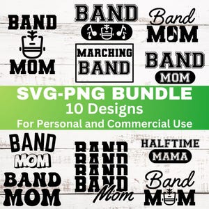 Band Mom Svg Bundle, Marching Band Png, Band Clipart Graphic, Band Shirt Svg