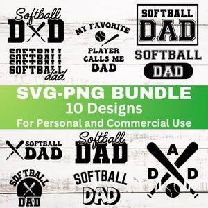 Softball Dad SVG Bundle: Shirt Clipart, Father&#39;s Day (Digital Download)