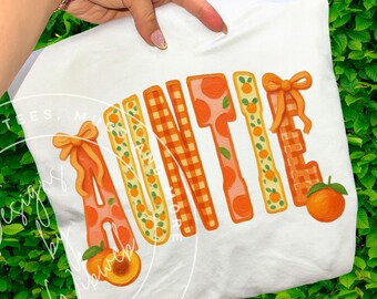 Painted Auntie Png:  Peach Summer Aunt Sublimation Shirt Design (Digital Download)