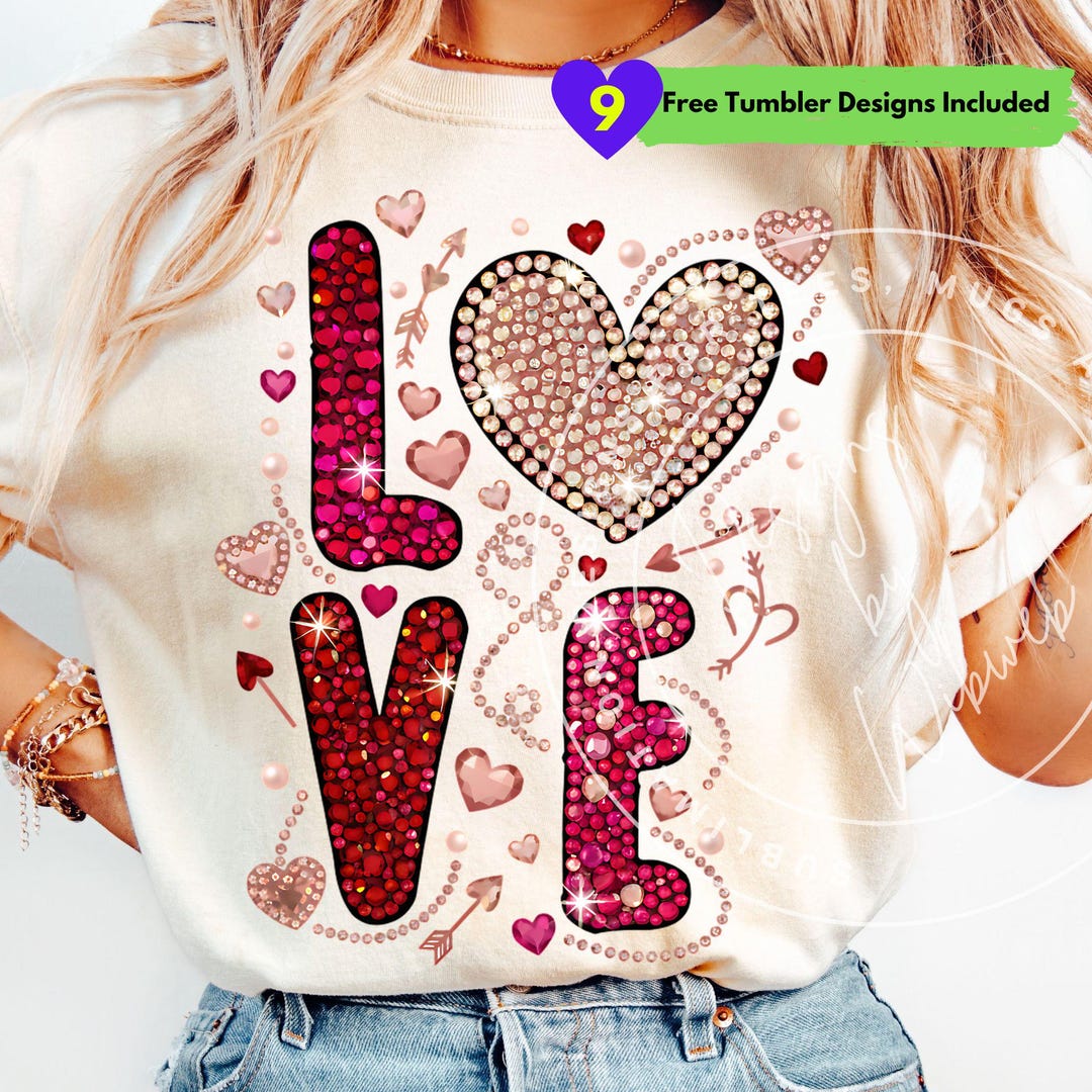Love Png : Valentine Day Rhinestone Shirt Sublimation Design (digital ...