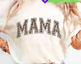 Leopard Print Mama PNG: Mama Mom Shirt Design Clipart (Digital Download)