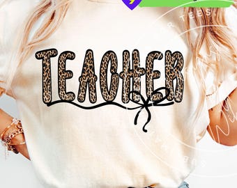 Diseño de camiseta de sublimación con estampado de leopardo para profesor (descarga digital)