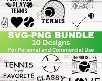 Tennis Svg Bundle: Tennis Png Bundle Cut File Clipart Shirt Graphic (Digital Download)