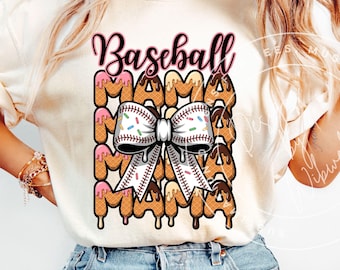 Baseball Mama Png: Baseball Ice Cream Mom Sublimation Shirt Design (Digital Download)
