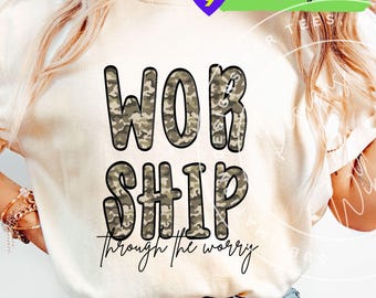 Christelijke aanbidding PNG: camouflage-camouflage christelijk geloof shirt sublimatieontwerp (digitale download)