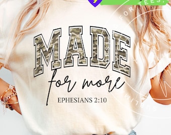 Gemaakt voor meer png: christelijk geloof sublimatie shirtontwerp camouflage camouflage (digitale download)