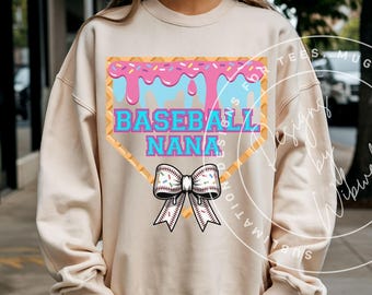 Baseball Nana Png: Baseball Ice Cream Nana Sublimation Shirt Design  (Digital Download)