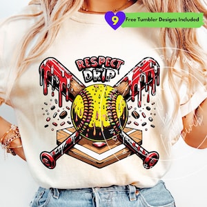Softball Ice Cream Drip PNG: Sports Sublimation Design (Digital Download