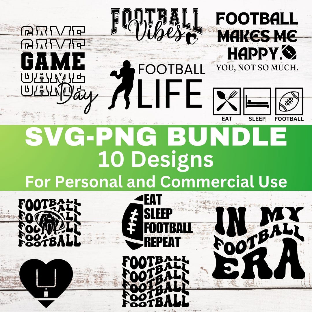 Football Svg Bundle: Football Png Bundle Clipart Shirt Graphic (digital ...