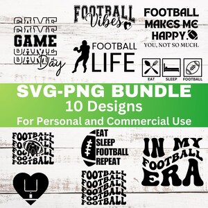 Football Svg Bundle, Football Png, Football Clipart Graphic, Football Shirt Svg Digital Download