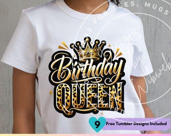 Birthday Queen PNG: Leopard Print Birthday Queen Sublimation für Shirt (Digitaler Download)
