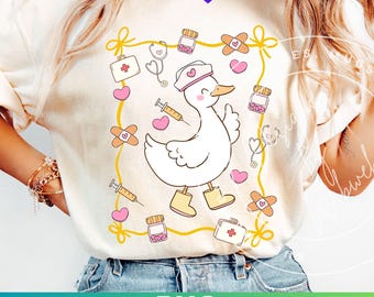 Nurse Goose PNG: RN Sublimation Shirt Design (Digital Download)