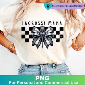 Retro Checkered Lacrosse Mama Png, Lacrosse Mom Sublimation Design Clipart, Lacrosse Mom Coquette Bow Shirt Png, Digital Download