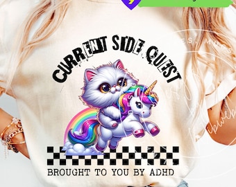 Funny ADHD Side Quest PNG: Sarcastic T-Shirt Design (Digital Download)