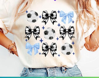 Soccer Coquette Bow PNG Blue, Soccer Mom Sublimation Design Clipart, Soccer Mom Shirt Png Game Day Digital Download