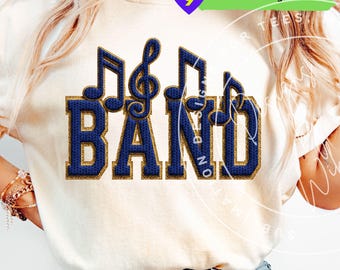 Marching Band PNG: Marching Band Sublimation Shirt Design (Digital Download) Blue and Gold