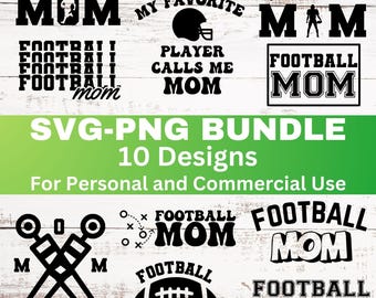 Football Mom Svg Bundle: Football Mom Png Bundle Clipart Shirt Graphic Cut File (Digital Download)