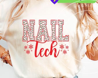 Nail Tech PNG: Nail Technician Christmas Sublimation Design (Digital Download)