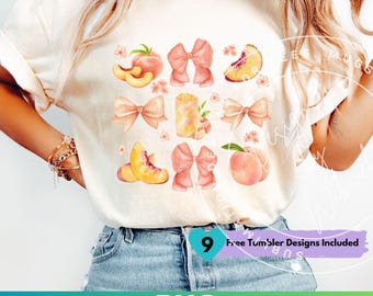 PNG-perzik: sublimatieshirtontwerp perziken (digitale download)