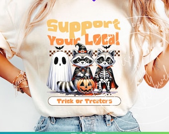 Raccoon Halloween PNG: Trick or Treat Digital Download