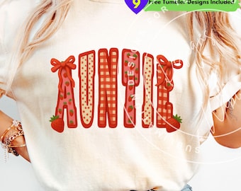 Painted Auntie Png:  Strawberry Aunt Sublimation Shirt Design (Digital Download)