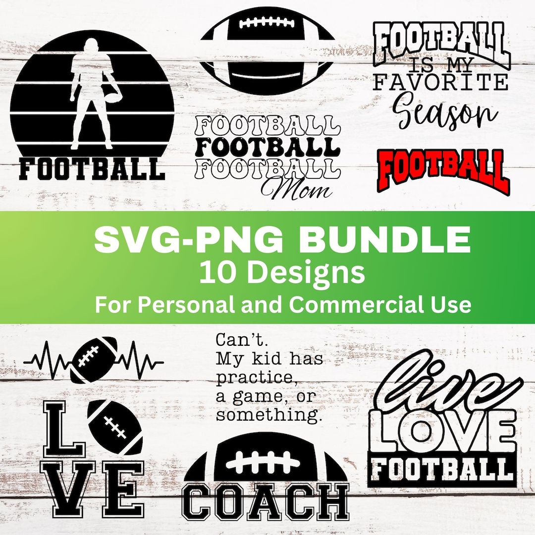 Football Svg Bundle: Football Png Bundle Clipart Shirt Graphic Cut File ...