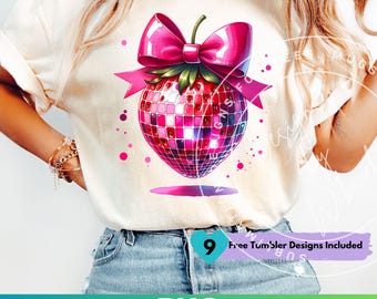 Strawberry PNG: Coquette Strawberry Sublimation Shirt Design Summer Festival (Digital Download)