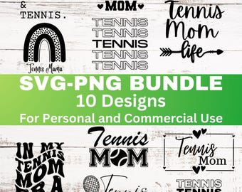 Tennis Svg Bundle: Tennis Png Bundle Cut File Clipart Shirt Graphic (Digital Download)