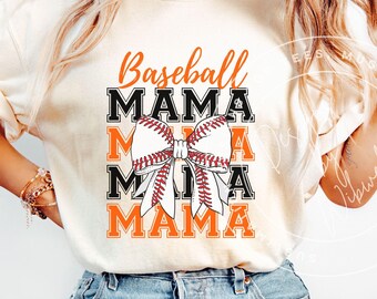 Pack Baseball Mama PNG : lot de motifs sublimation de chemise de maman de baseball (téléchargement numérique)
