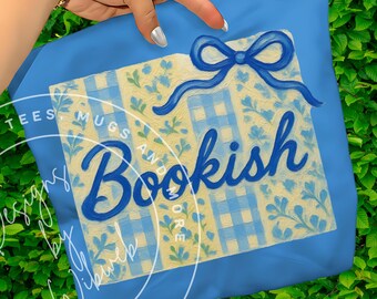Painted Bookish PNG: Blue Floral Bookish Book Club Sublimation Shirt Design (Digital Download)