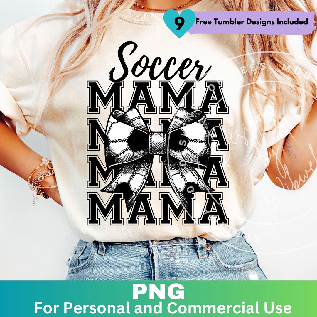 Soccer Mama Png Coquette Bow Black, Soccer Mom Sublimation Design ...