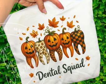 Painted Fall Dental Squad PNG: Fall Dental Assistant Shirt Sublimation Design (Digital Download)