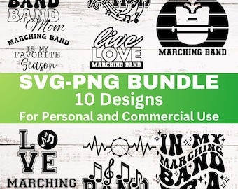Band Svg-bundel: Marching Band Png-bundel Clipart-shirtafbeelding (digitale download)