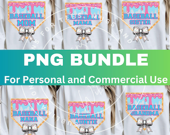 Baseball Png Bundle: Baseball Mom Mama Auntie Sister Grandma Nana Shirt Sublimation(Digital Download)