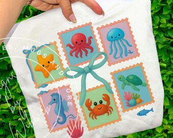 Painted Summer Stamp PNG: Coastal Ocean Sublimation Shirt Design (Digital Download)