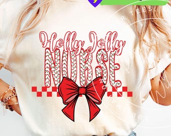 Christmas Nurse PNG: Christmas RN Nurse Shirt Design Sublimation (Digital Download)