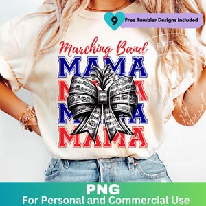 Marching Band Mama Coquette Red and Blue Png, Band Mom Sublimation Design Clipart, Band Mom Shirt Png Digital Download