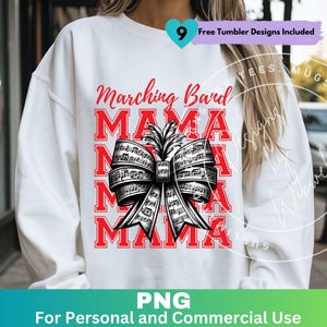 Marching Band Mama Coquette Red Png, Band Mom Sublimation Design Clipart, Band Mom Shirt Png Digital Download