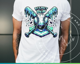 Baseball Ice Cream Drip Png: Baseball Shirt Sublimation Design Respect the Drip (Digital Download) Blue