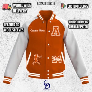 Custom Varsity Jacket For High School, Custom Embroidery Patch Graduation, Custom Name and Chenille Patch For Letterman Varsity Jacket