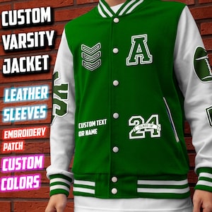 Custom Varsity Jacket For High School, Custom Embroidery Patch Graduation, Custom Name and Chenille Patch For Letterman Varsity Jacket