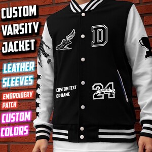 Custom Varsity Jacket For High School, Custom Embroidery Patch Graduation, Custom Name and Chenille Patch For Letterman Varsity Jacket