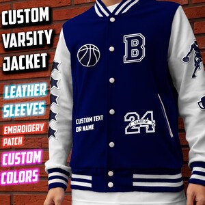 Custom Varsity Jacket For High School, Custom Embroidery Patch Graduation, Custom Name and Chenille Patch For Letterman Varsity Jacket